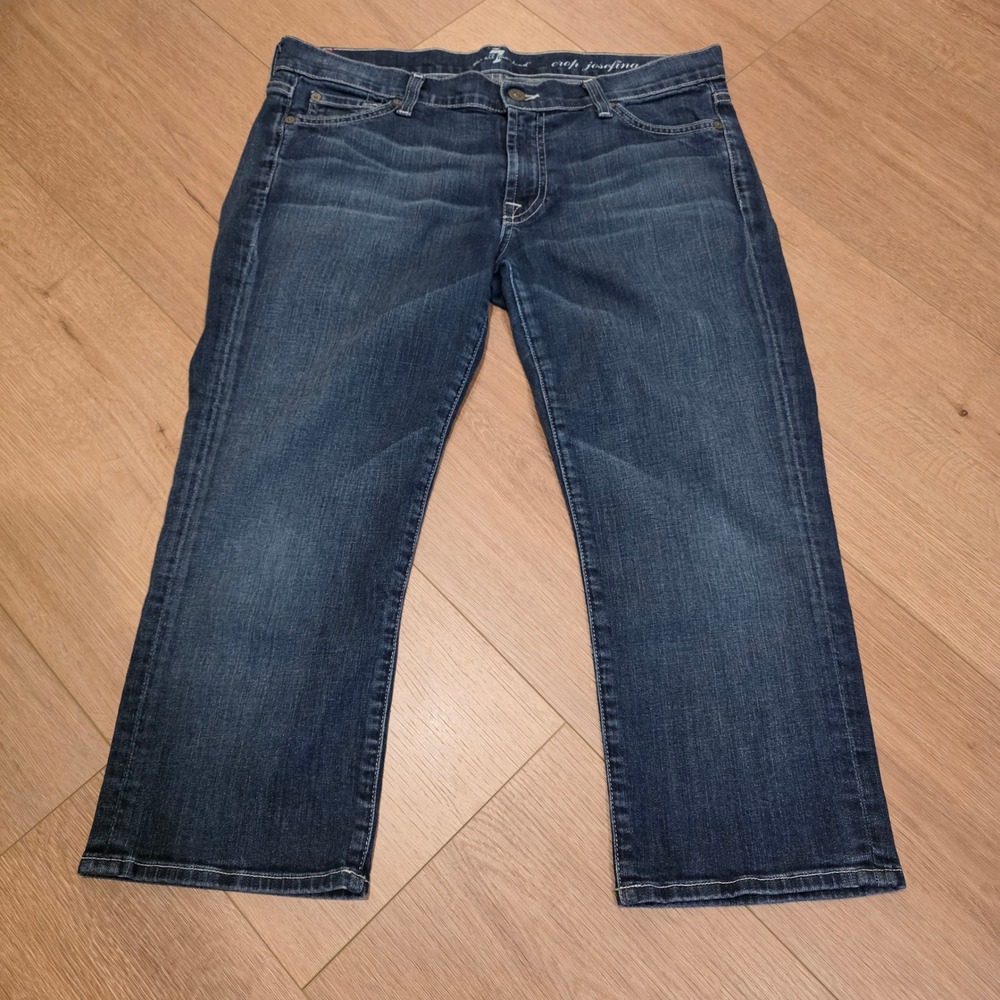7 For All Mankind Crop Josefina Skinny Boyfriend Jeans Blue 27 Casual Y2K Style